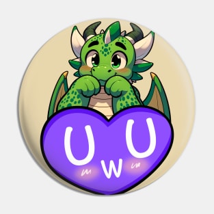 Blushing UwU Scalie Anthro Dragon Heart Pin