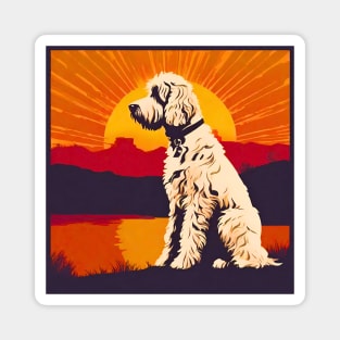 Goldendoodle on Vintage Sunset Magnet