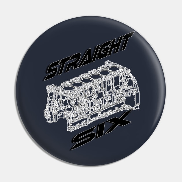 Engine Block Straight 6 (Black) Pin by CarEnthusast