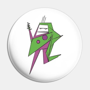 Zap the robot purple and green Pin