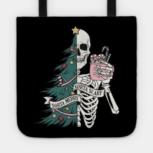 "Sorta Scary Sorta Merry" Christmas Skeleton Tote