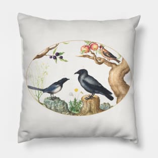 Magpie, Crow, and Goldfinch (1575–1580) Pillow