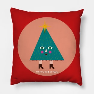 Cute funny Christmas tree merry and bright holiday season Pillow