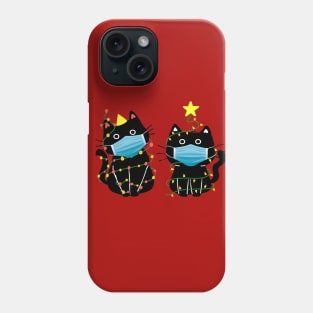 Funny Christmas Cats in Face Masks Phone Case