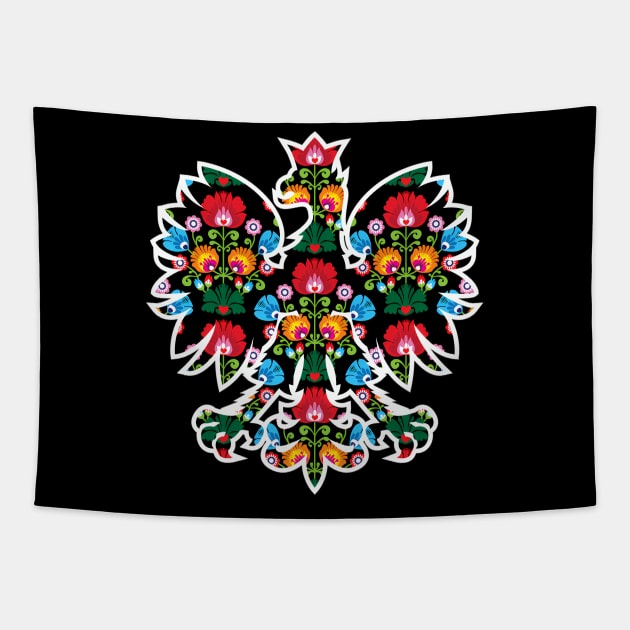 Polish Eagle Poland Wycinanki Emblem Polish Folk Fest Tapestry by kjsjkv