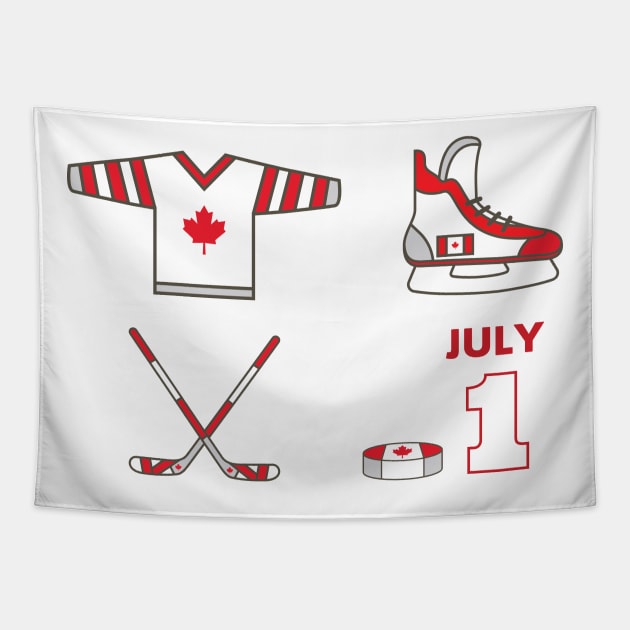 Happy Canada Day July 01 Hockey Game, Jersey, Tapestry by Mission Bear