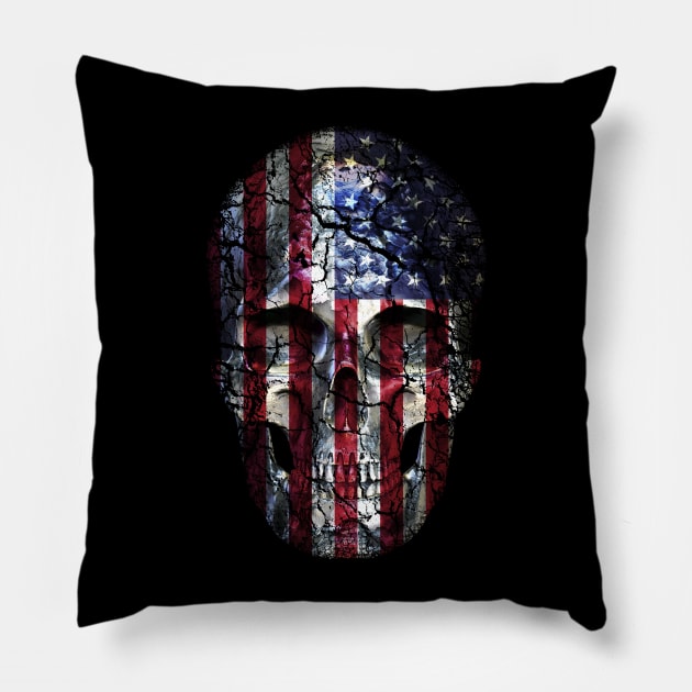 Skull American Flag Pillow by Lionstar