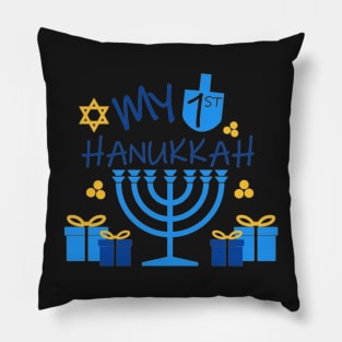 My 1st Hanukkah Baby Onesie®, My First Hanukkah baby bib, toddler t shirt, Chanukah baby bodysuit, Menorah, Baby Onesie, First Chanukah Cards Pillow