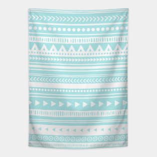 Sky Blue and White Tribal pattern Tapestry