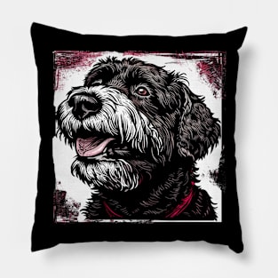 Retro Art Black Russian Terrier Dog Lover Pillow