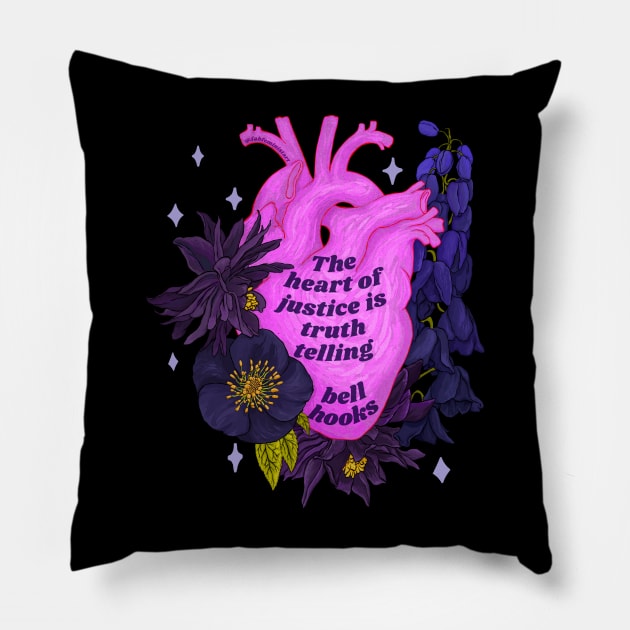 bell hooks, 'the heart of justice is truth telling' Pillow by FabulouslyFeminist