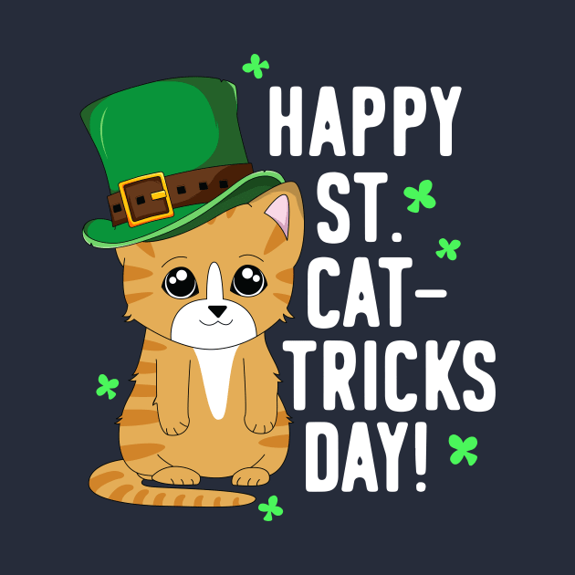 Happy St Patricks Day T-Shirt Cat Kitten Cattys Catricks by 14thFloorApparel