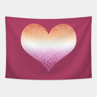 Ombré lesbian colours and white swirls doodles heart Tapestry