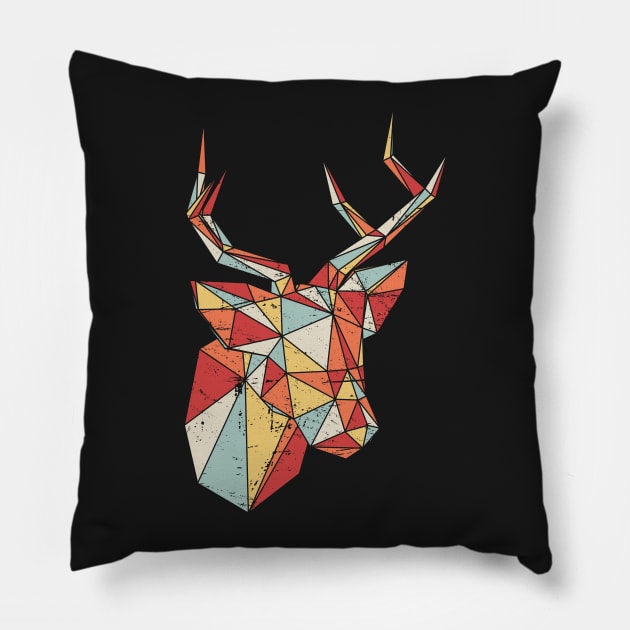 Retro Vintage Low Poly Deer Pillow by MeatMan