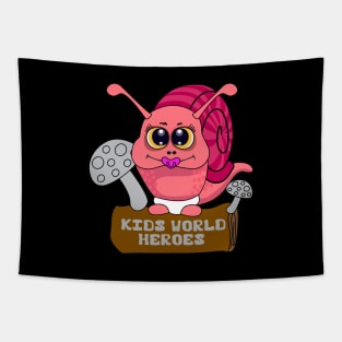 Kids world Heroes Newborn baby Snail with Honey Boo Vector Art Tapestry