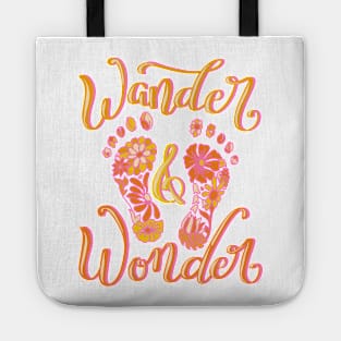 Walking Wander and Wonder Unique Boho Flowers Feet Design Tote