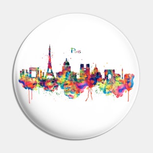 Colorful Paris Skyline Pin