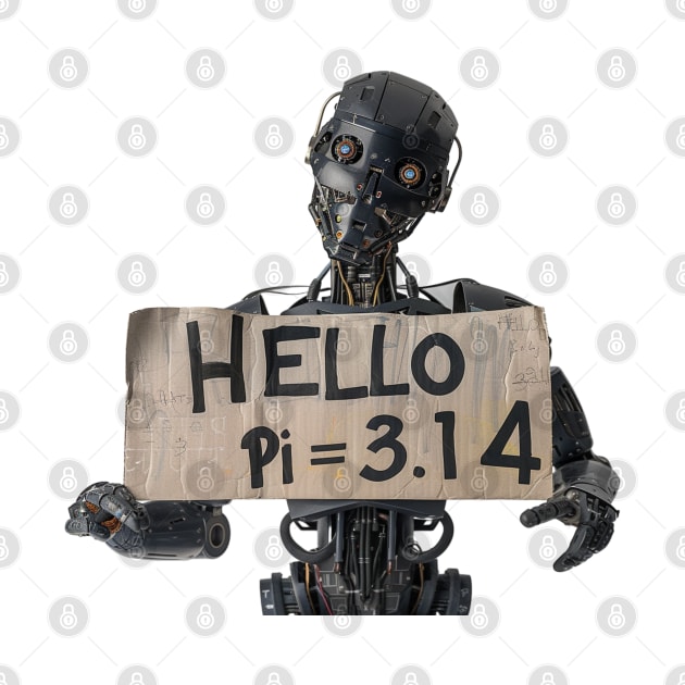 Robot signs Hello World Pi 3.14 (π) by LB35Y5