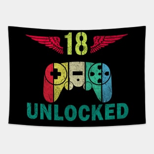 Level 18 Unlocked Awesome Since 2002 - Gamers lovers Tapestry