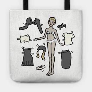 Paper Doll Pieces - Black and White and Blonde Tote