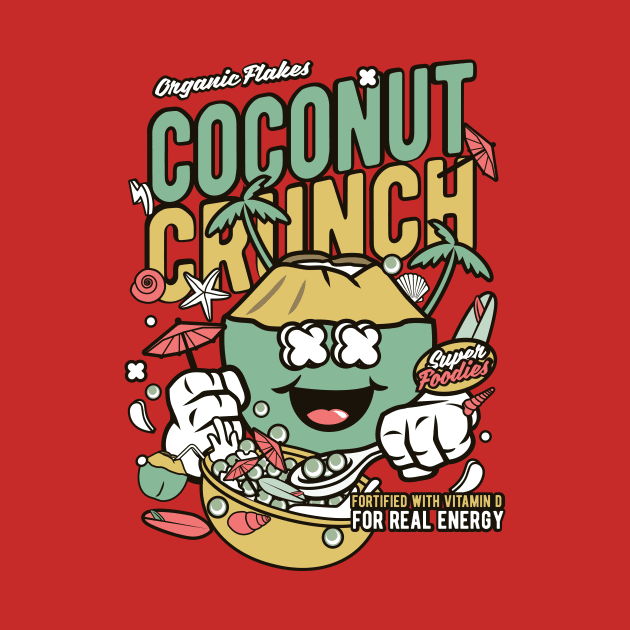 Retro Cartoon Cereal Box // Coconut Crunch // Funny Vintage Breakfast Cereal by SLAG_Creative