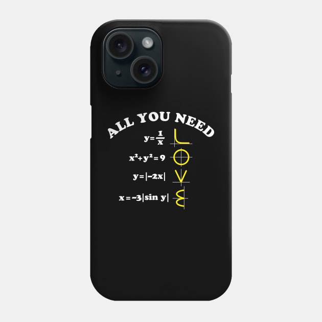 All You Need Is Love Funny Math Graph Phone Case by DetourShirts