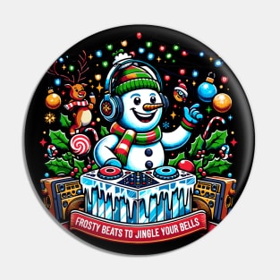 Frosty Beats - Snowman DJ Christmas Party Pin