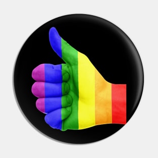 Rainbow Stripe Thumbs Up Pin