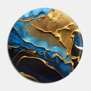 Fluid art gold with blue paint. Pin