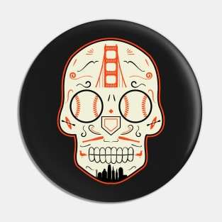 San Francisco Baseball Sugar Skull Pin