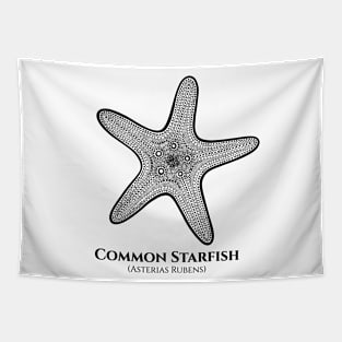 Common Starfish with Common and Latin Names - black and white Tapestry