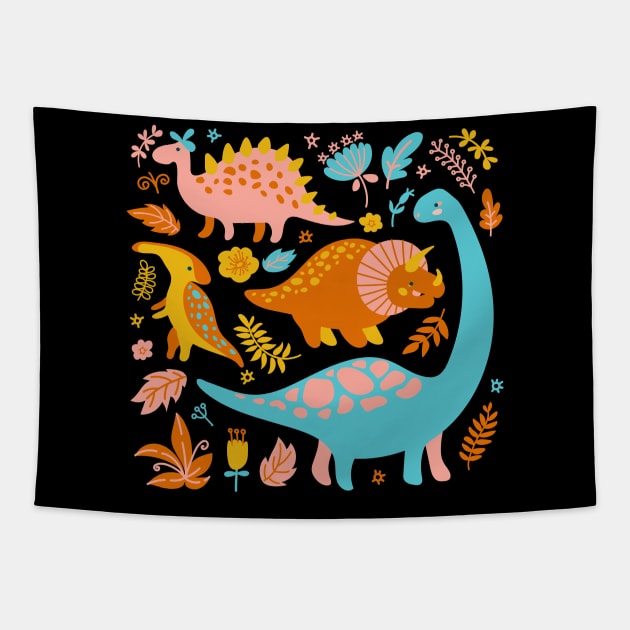 dino grunge collection Tapestry by Mako Design 