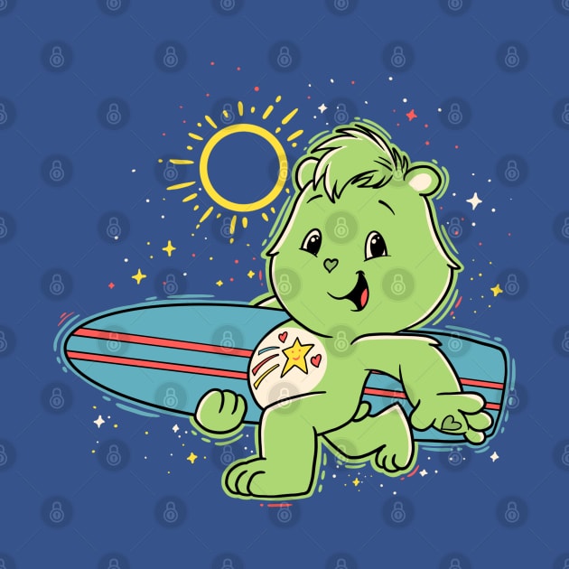 Care Bear With Surfboard by mixedaiart