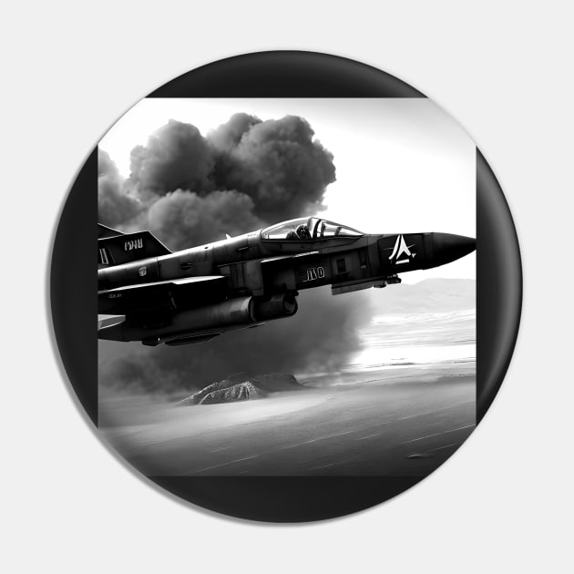 Black and white epic fighter jet on the battlefield Pin by SJG-digital