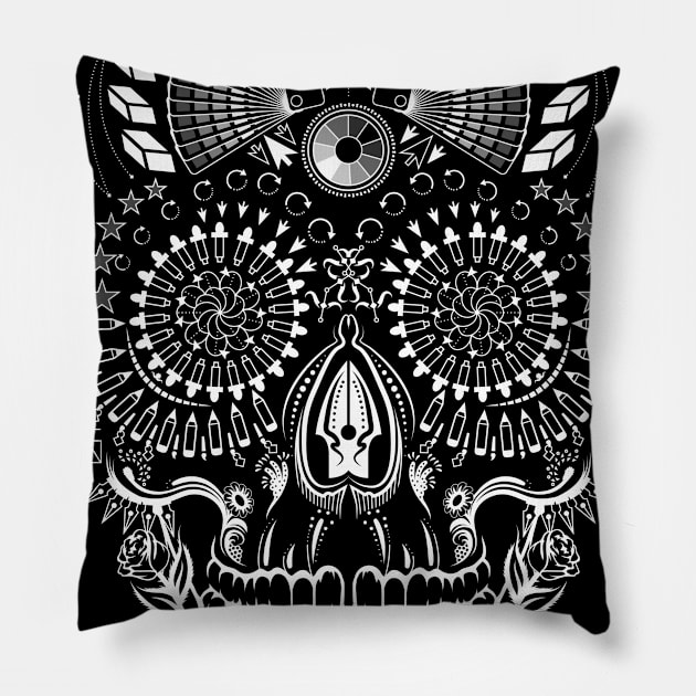 Illustrator Skull (White) Pillow by SlothmanProphecies