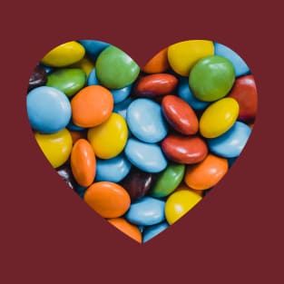 Vintage Colorful Candy Chocolate Photograph Heart T-Shirt