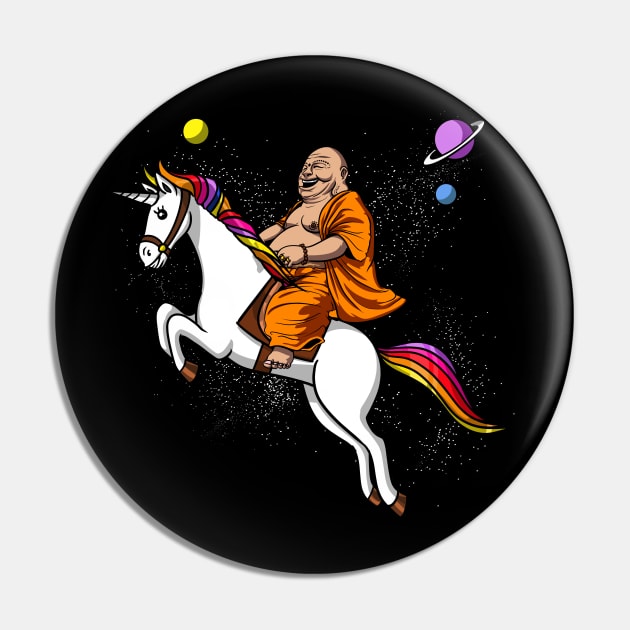 Buddha Riding Space Unicorn Pin by underheaven