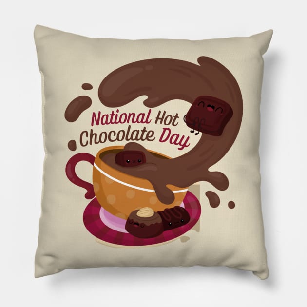 National Hot Chocolate Day - 31 January Pillow by Magnificent Butterfly