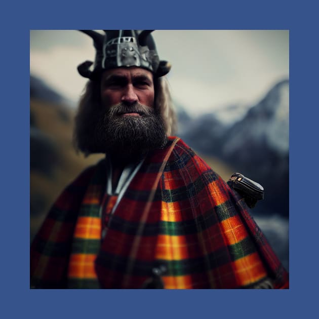 Scottish Highlander in Clan Tartan by Grassroots Green