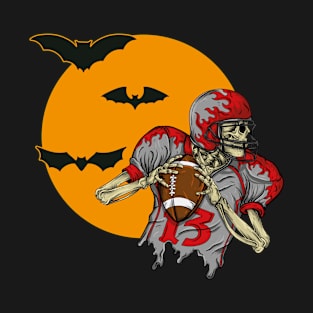 Skeleton Play American Football in Halloween Night 2 T-Shirt