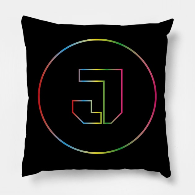 letter J colorful design Pillow by HB WOLF Arts
