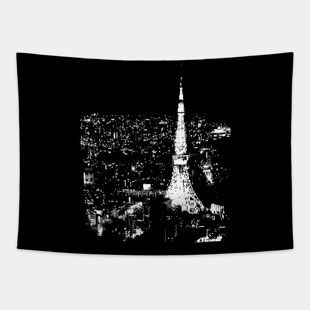 Tokyo Tower glitch art Tapestry by TKL