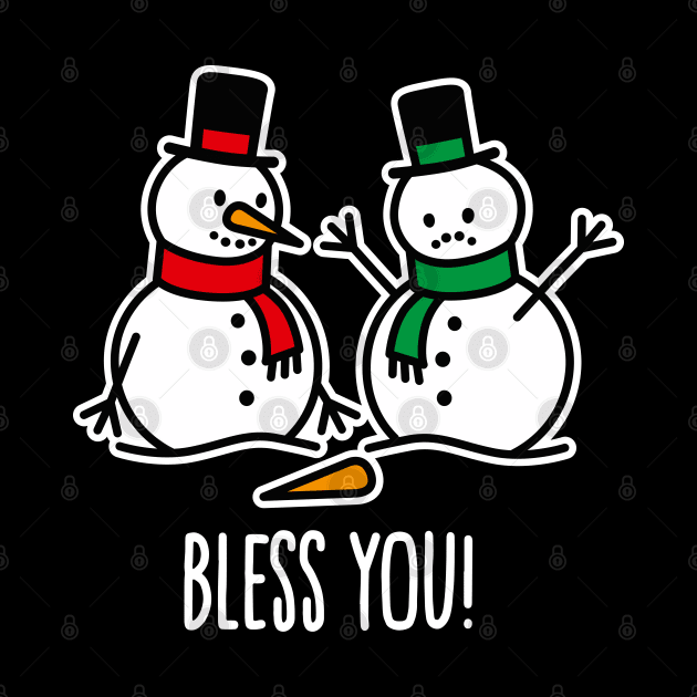 Bless you Funny Christmas cartoon snowman sneeze carrot nose by LaundryFactory