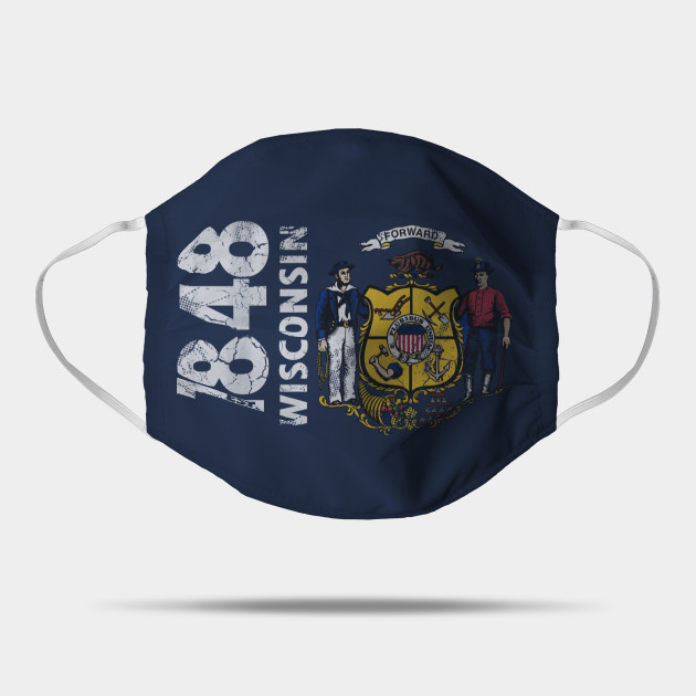 Vintage 1845 Wisconsin State Flag Wisconsin Mask Teepublic