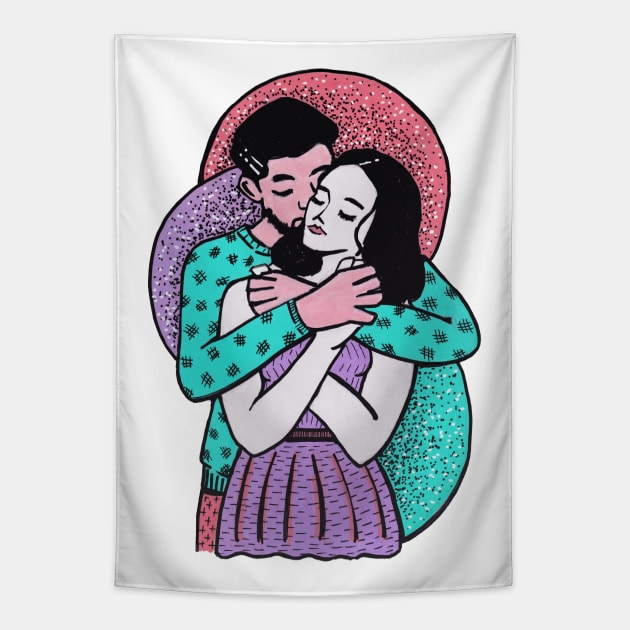 Maerker - Hugging couple Tapestry by Karoのkyuuto