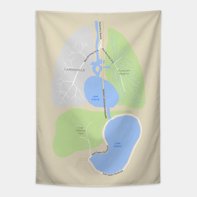 Internal Organs Street Map Tapestry by Ironmatter