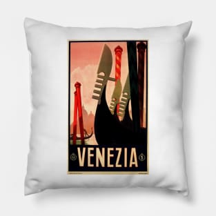 VENEZIA Venice Veneto Vintage Italian Tourism Poster Art Pillow