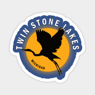 Twin Stone Lakes in Michigan Heron Sunrise Magnet
