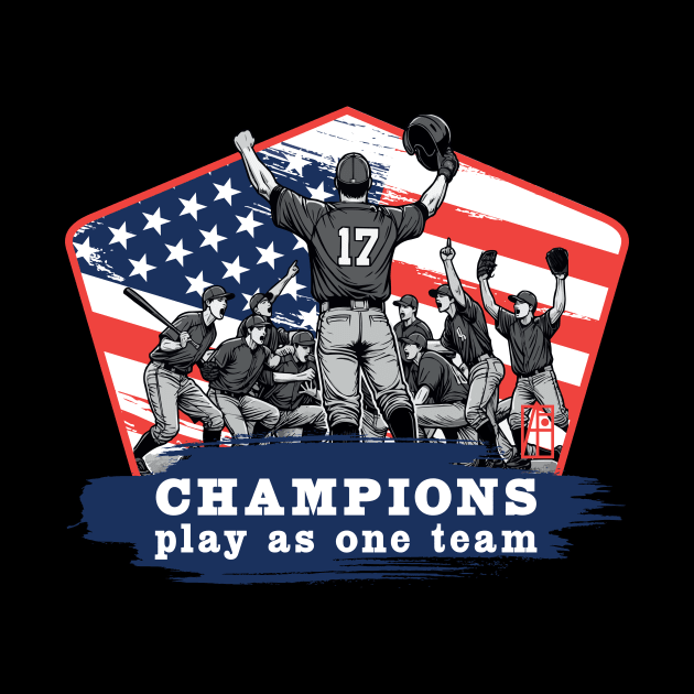 USA - American BASEBALL - Champions play as one team - color by ArtProjectShop