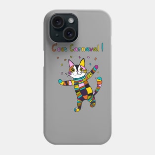 C'est Carnaval! Carnival, Mardi Gras Harlequin Cat Phone Case